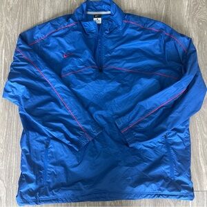 Nike Men's Blue Windbreaker with Red Accents